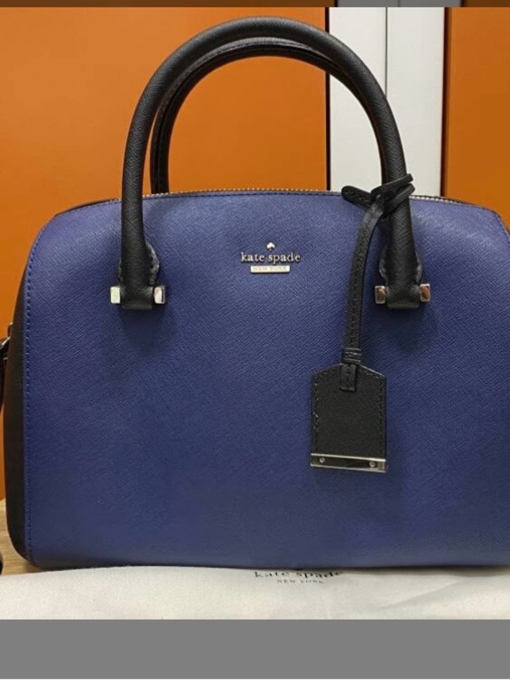 kate spade navy and black dome satchel